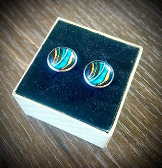 Orecchini astratti blu acciaio inox
