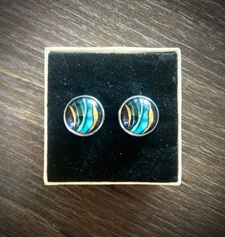 Orecchini astratti blu acciaio inox
