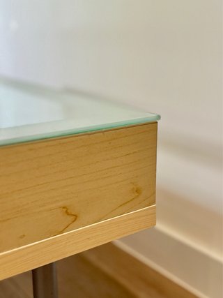 Mesa de salón madera y cristal