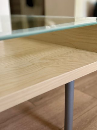 Mesa de salón madera y cristal
