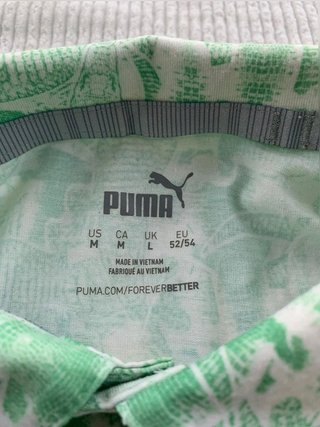 Puma green printed polo shirt men size L...