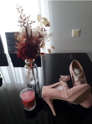 Zapatos tacón rosa palo lazos Mary Jane