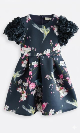 Vestido niña flores y pájaros