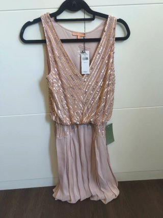 Vestido lentejuelas dorado y rosa