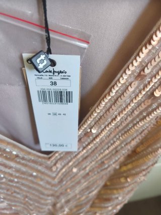 Vestido lentejuelas dorado y rosa