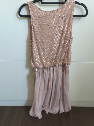 Vestido lentejuelas dorado y rosa