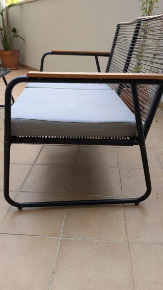Conjunto de jardín: 2 sillones, sofá y mesa