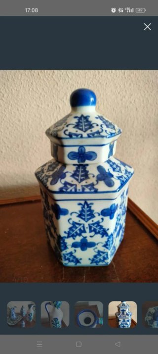 Juego de cerámica azul y blanco