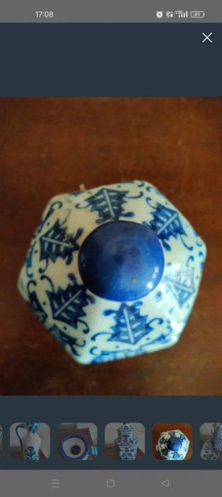 Juego de cerámica azul y blanco