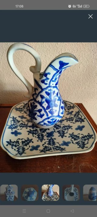 Juego de cerámica azul y blanco