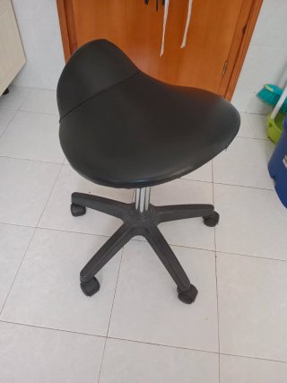 Taburete de peluquería canina negro con ruedas