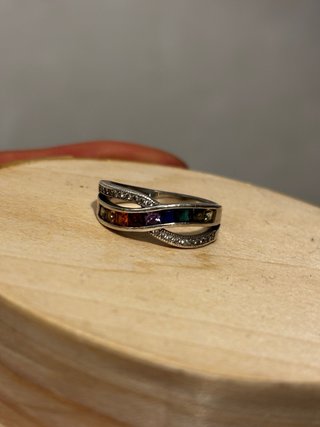 Anillo Plata Rainbow Zafiros Colores