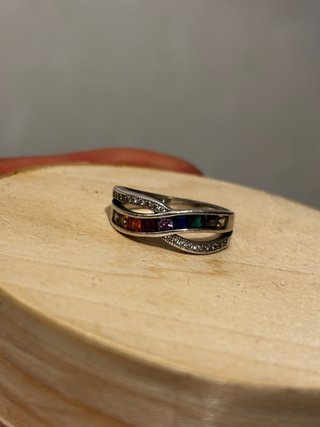 Anillo Plata Rainbow Zafiros Colores