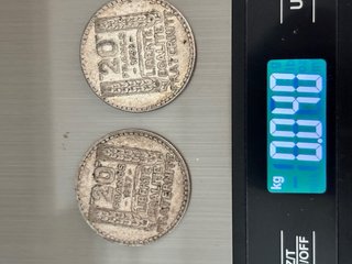 Lote 50 monedas 10 francos franceses + 2 de 20