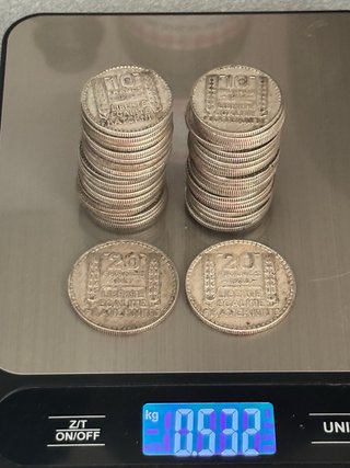 Lote 50 monedas 10 francos franceses + 2 de 20