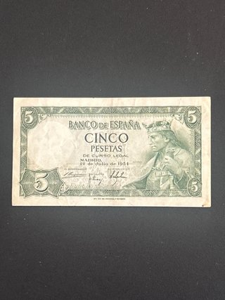 Billete 5 Pesetas España 1954