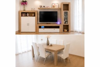 Conjunto Salón Comedor Madera Roble/blanco