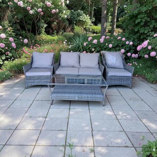 Conjunto Jardín Acero/Ratán Gris