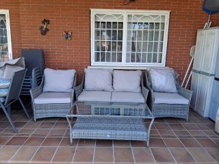 Conjunto Jardín Acero/Ratán Gris