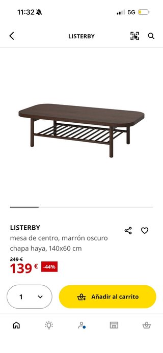 Mesa de centro Ikea madera marrón oscuro