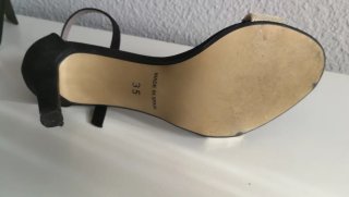 Sandalias mujer ante negro y dorado