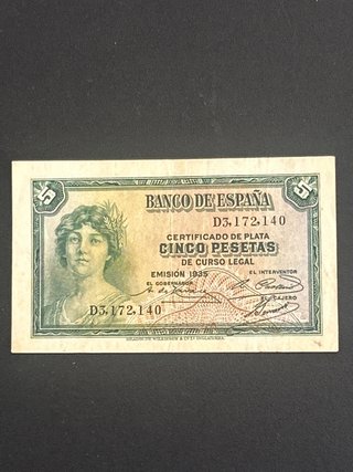 Billete 5 Pesetas Banco de España 1935