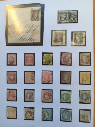 Colección de sellos y sobre antiguo