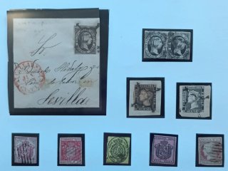 Colección de sellos y sobre antiguo