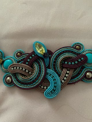 Collar MELIZI artesanal turquesa y morado