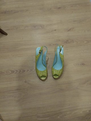 Zapatos piel verde mujer talla 39 tacón