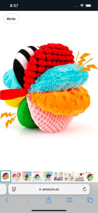 Pelota sensorial para bebé con 8 materiales