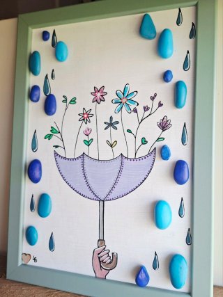Quadro con sassi dipinti - pebble art