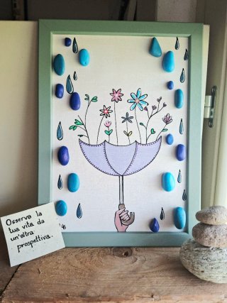 Quadro con sassi dipinti - pebble art