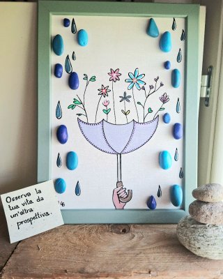 Quadro con sassi dipinti - pebble art