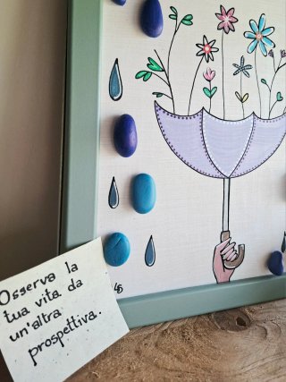 Quadro con sassi dipinti - pebble art