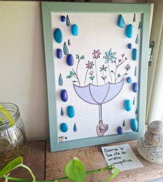 Quadro con sassi dipinti - pebble art