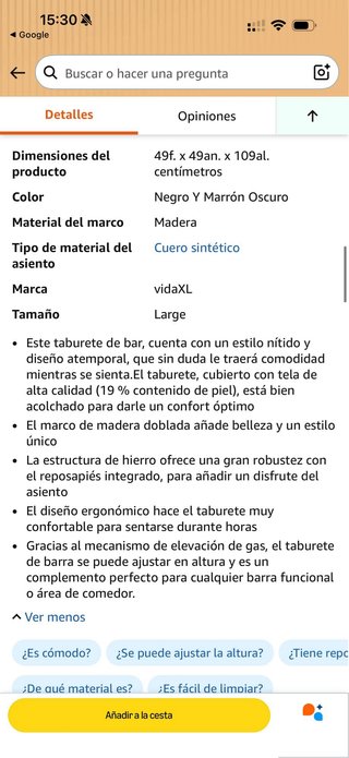 2 Taburetes Bar VidaXL Regulables Madera