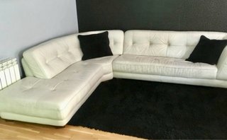 Sofá Rinconera Diseño Minimalista Piel Blanca