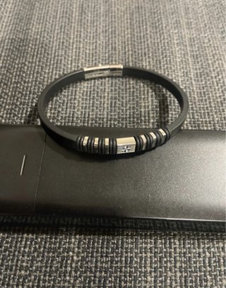 Pulsera Man Code Negra y Plateada