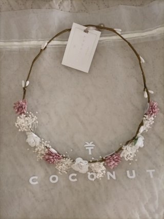 Corona de flores comunión blanco y rosa