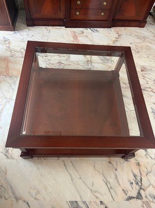 Mesa de centro madera noble 100x100x43
