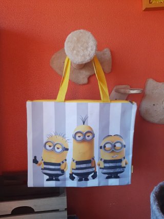 Bolsa de playa Minions gris y amarilla