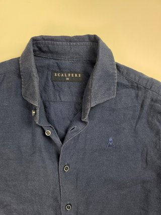 Scalpers Navy Blue Button Up Shirt Premium Casual
