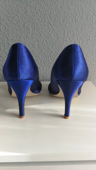 Zapatos tacón azul pavo