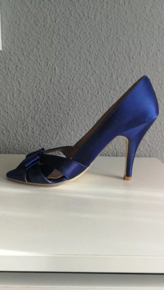 Zapatos tacón azul pavo