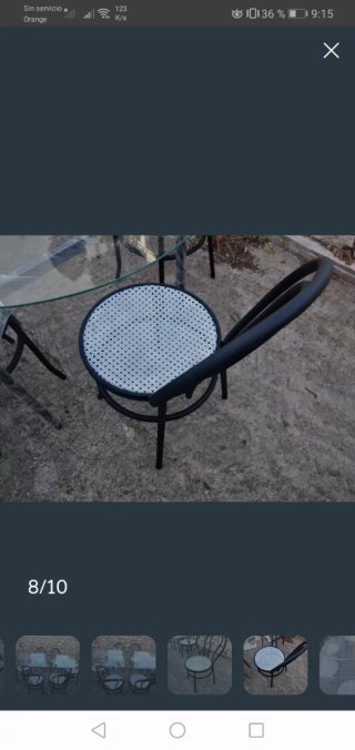 Mesa comedor cristal+6 sillas metálicas