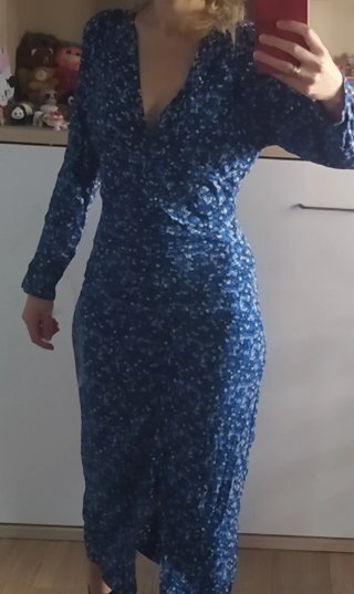 Vestido Zara estampado largo azul