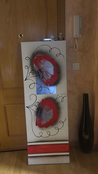 6 Quadri Decorativi Fiori Rossi e Grigi