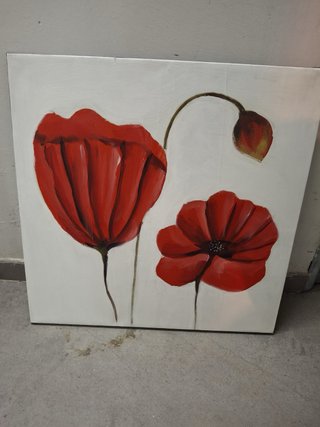 6 Quadri Decorativi Fiori Rossi e Grigi