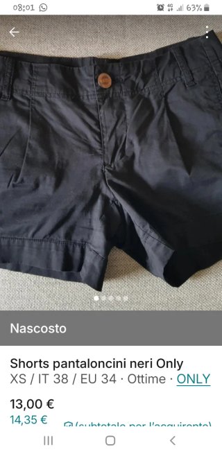 Pantaloncini neri donna